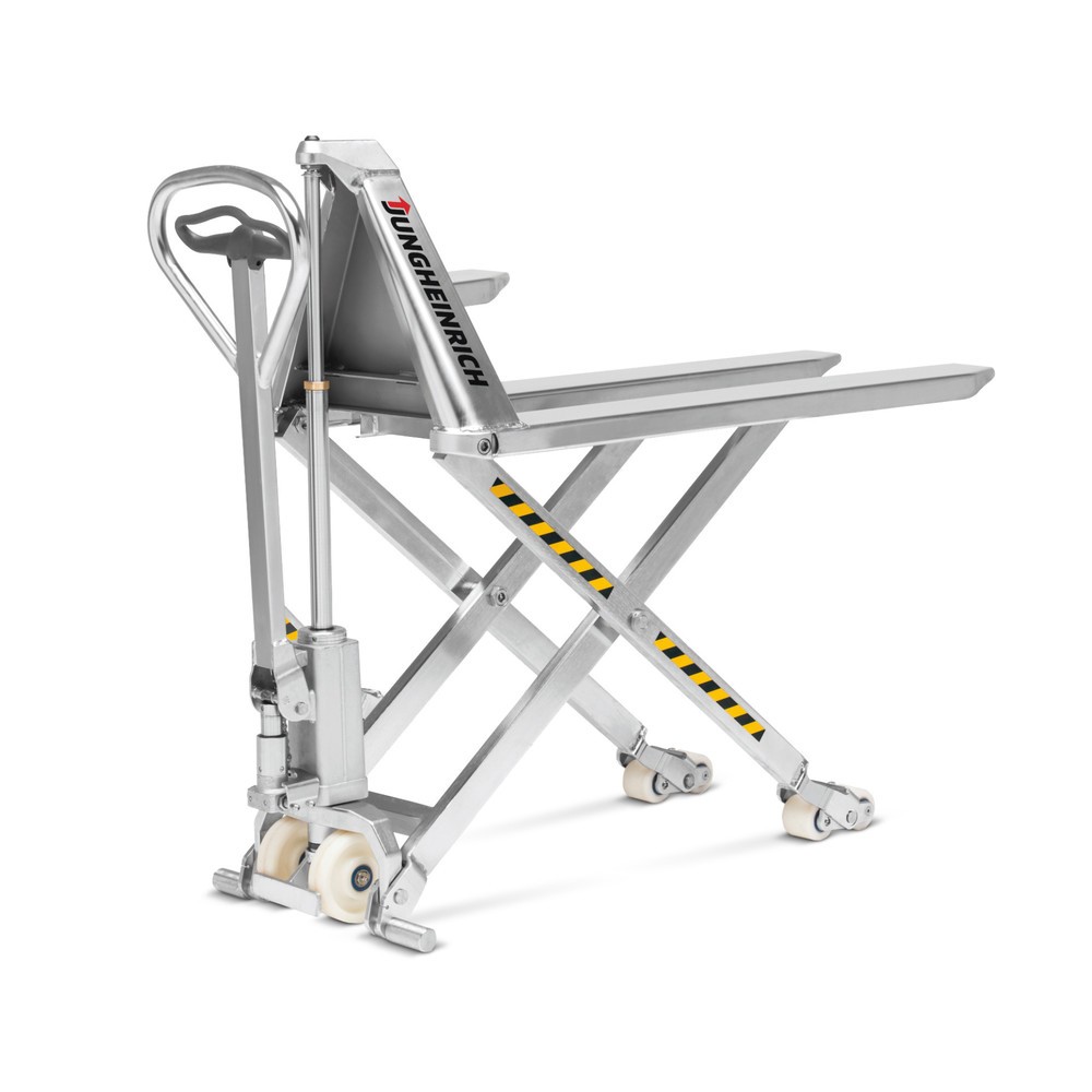 Obrázek produktu: Paletový vozík s nůžkovým mechanismem z nerezové oceli Jungheinrich AM I15p, profesionální provedení, nosnost 1500 kg, nylon