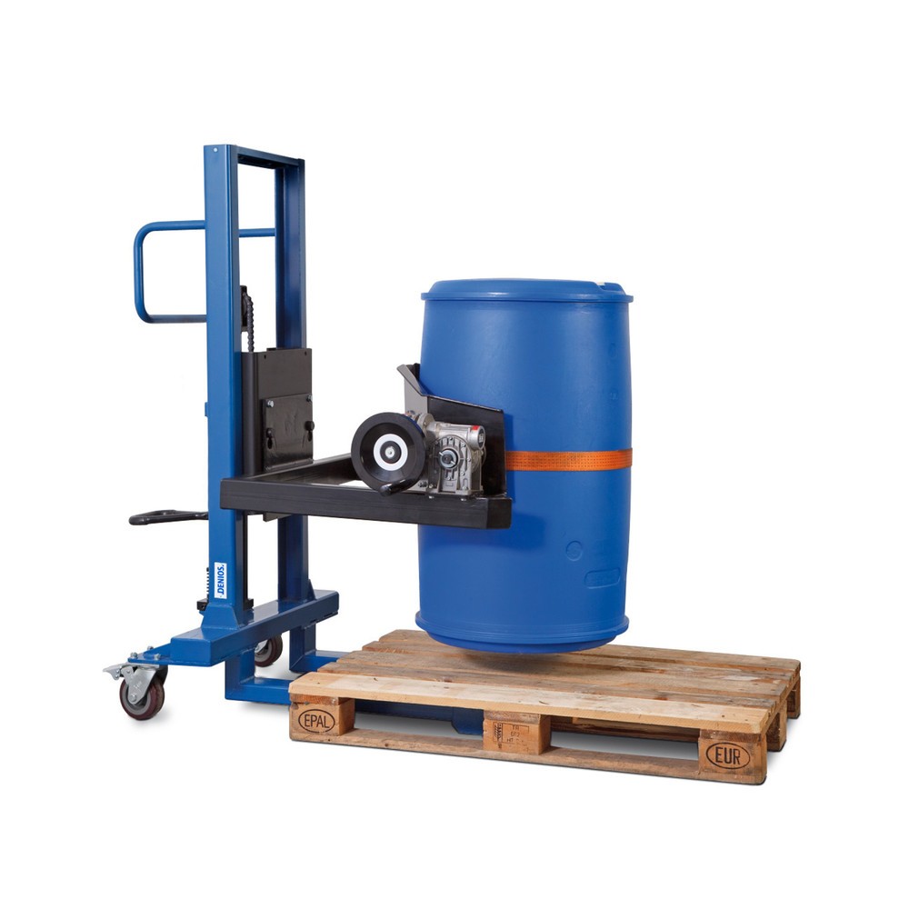 Obrázek produktu: Obraceč sudů 360°, nosnost 300 kg, zvedání pedálem, výška zdvihu 0-1400 mm
