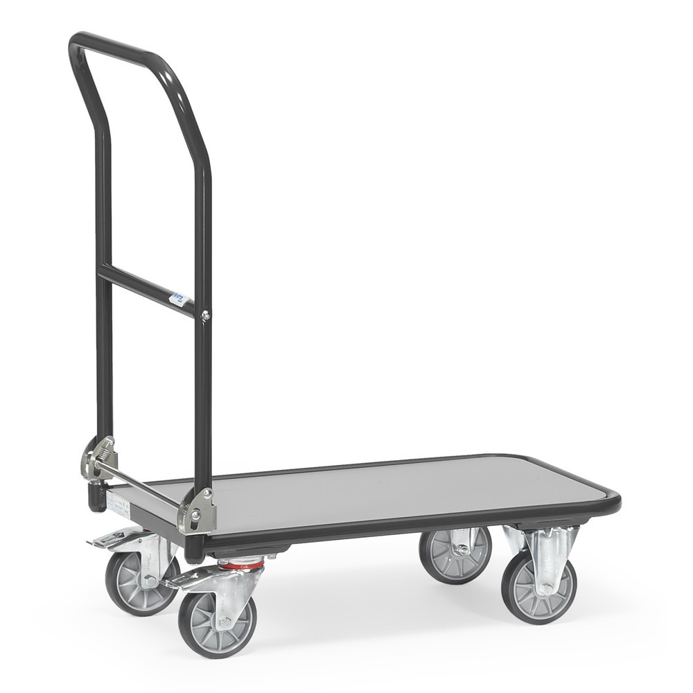 Obrázek produktu: Vozík na desky fetra® s dřevěnou ložnou plochou, sklápěcí opěry, ŠxH 450 x 720 mm, nosnost 250 kg, antracitová šedá