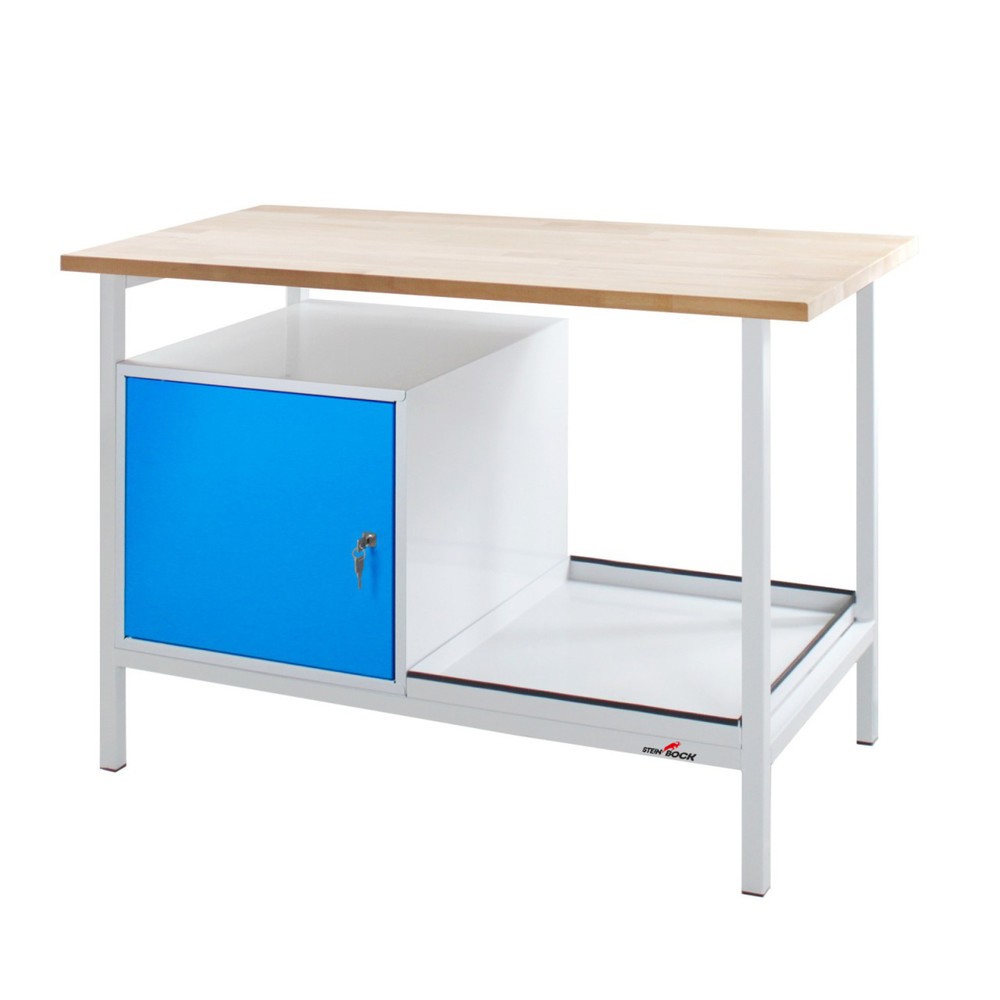 Obrázek produktu: Pracovní stůl Steinbock® Cube, 1 dvířka, nosnost 300 kg, V×Š×H 825 × 1200 × 600 mm, RAL 7035/5012