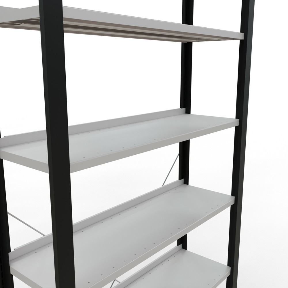Číslo obrázku produktu 4: Regál na spisy SCHULTE základní pole, jednostranný, s koncovými dorazy, nosnost police 85 kg, černá, VxŠxH 2300 x 1000 x 300 mm
